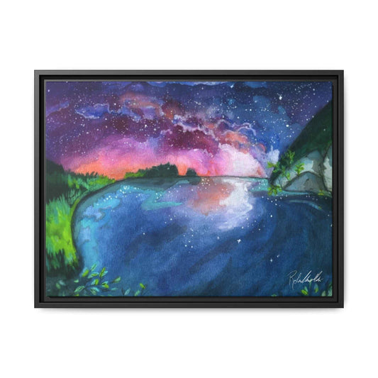 Watercolor Sunset Lake Framed Wall Art