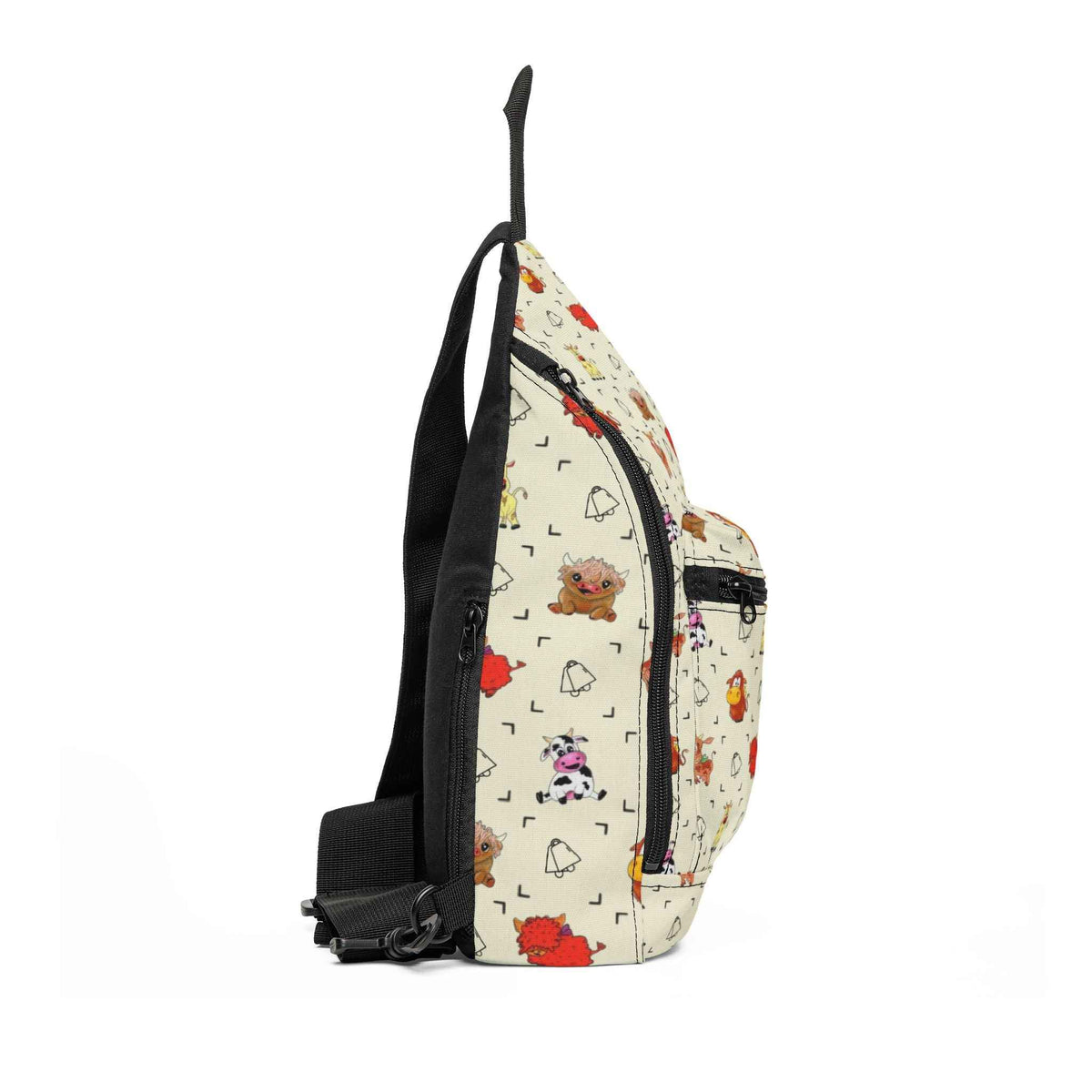 Cute Cows Sling Bag — Cream Patterned Crossbody for Kids & Nature Lovers