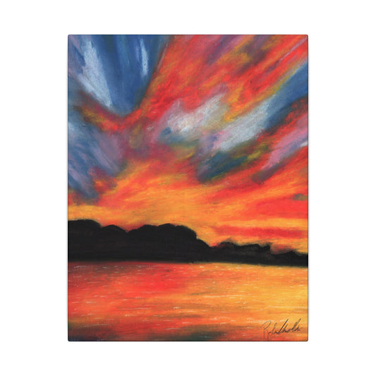 Sunset Over The Lake Canvas Gallery Wrap
