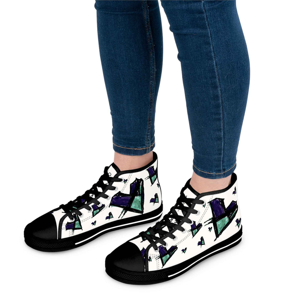 High Top Sneakers — Abstract Geometric Arrow Print (Women)