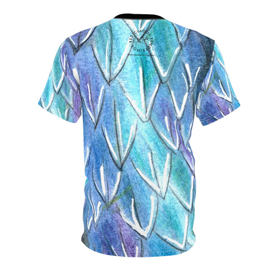 Blue Serpent All-Over Print Tee — Water Snake Face Design