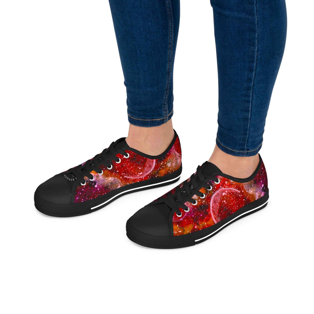Low Top Sneakers — Red Cosmic Planet Print Women’s Sneakers