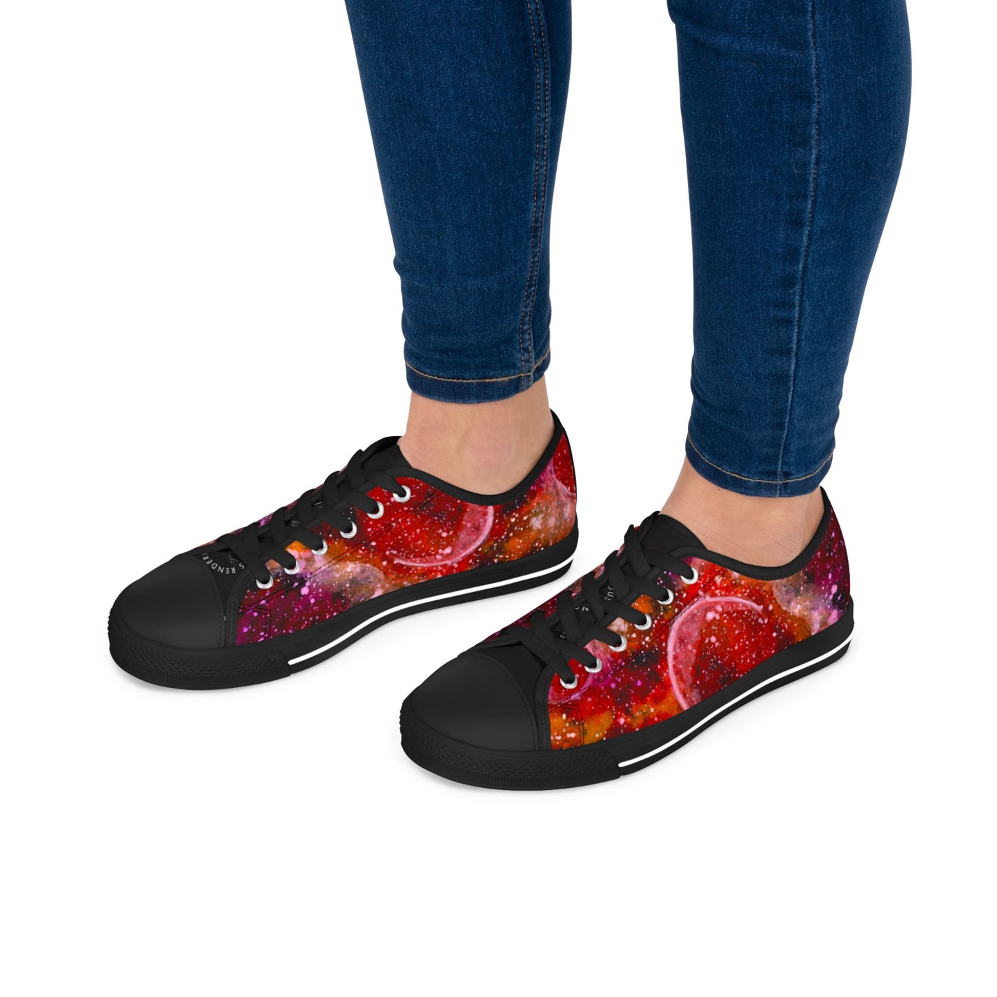Low Top Sneakers — Red Cosmic Planet Print Women’s Sneakers