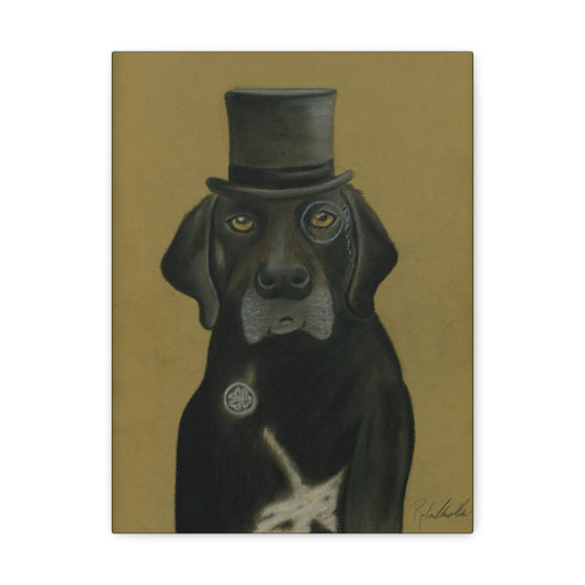 Black Lab Dog in Top Hat Canvas Gallery Wrap
