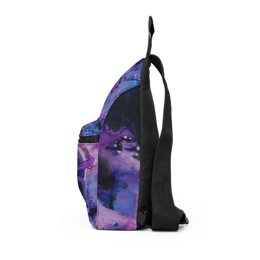 Galaxy Planet Sling Bag – Purple Nebula Space Crossbody