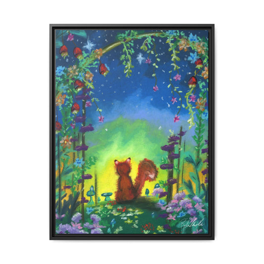 Fox Under Flowers Framed Wall Art
