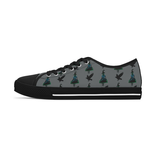 Halloween Spooky Witch and Raven Unisex Classic Low Top Sneaker Shoes