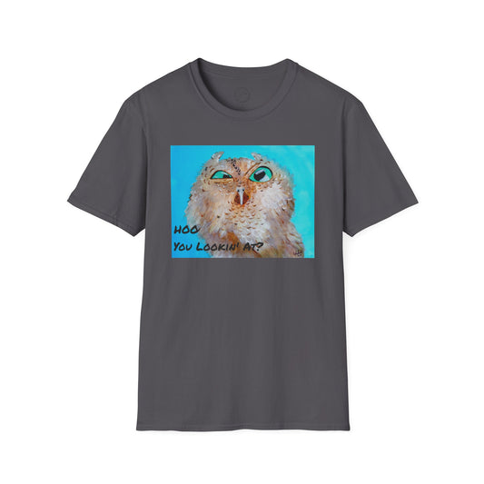 Grumpy Owl- Hoo You Lookin At? Unisex Softstyle T-Shirt