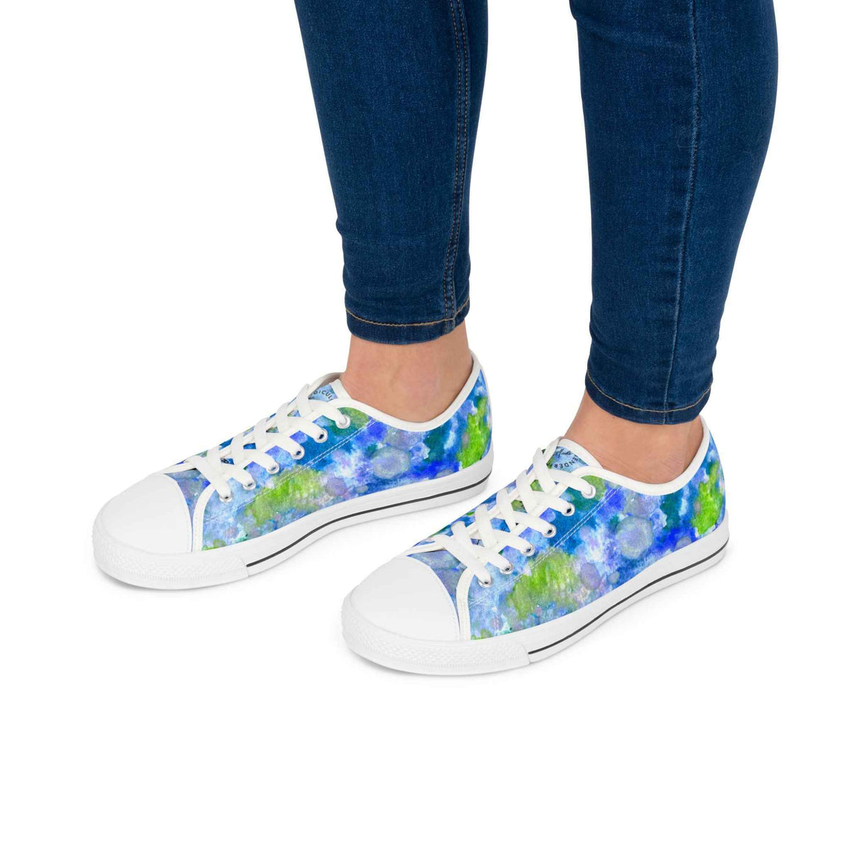 Floral Watercolor Low Top Sneakers — Blue Green Garden Print