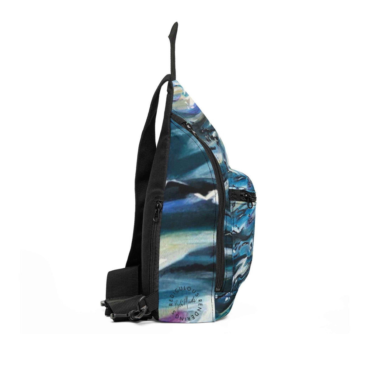 Ocean Wave Sling Bag — Blue Abstract Water Print Crossbody