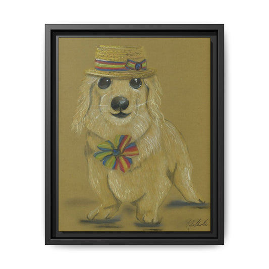 Weiner Dog in Hat Framed Wall Art
