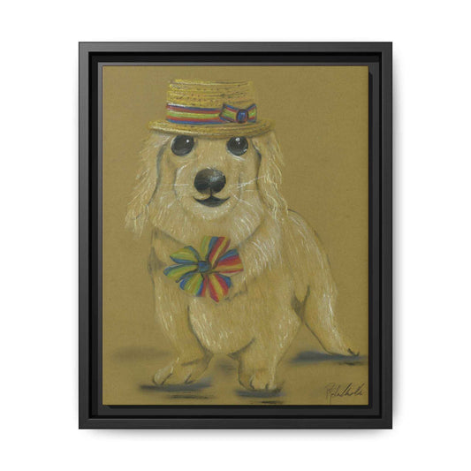 Weiner Dog in Hat Framed Wall Art