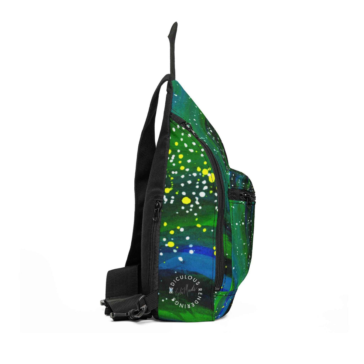 Galaxy Swirl Sling Bag — Green Nebula Crossbody Pack