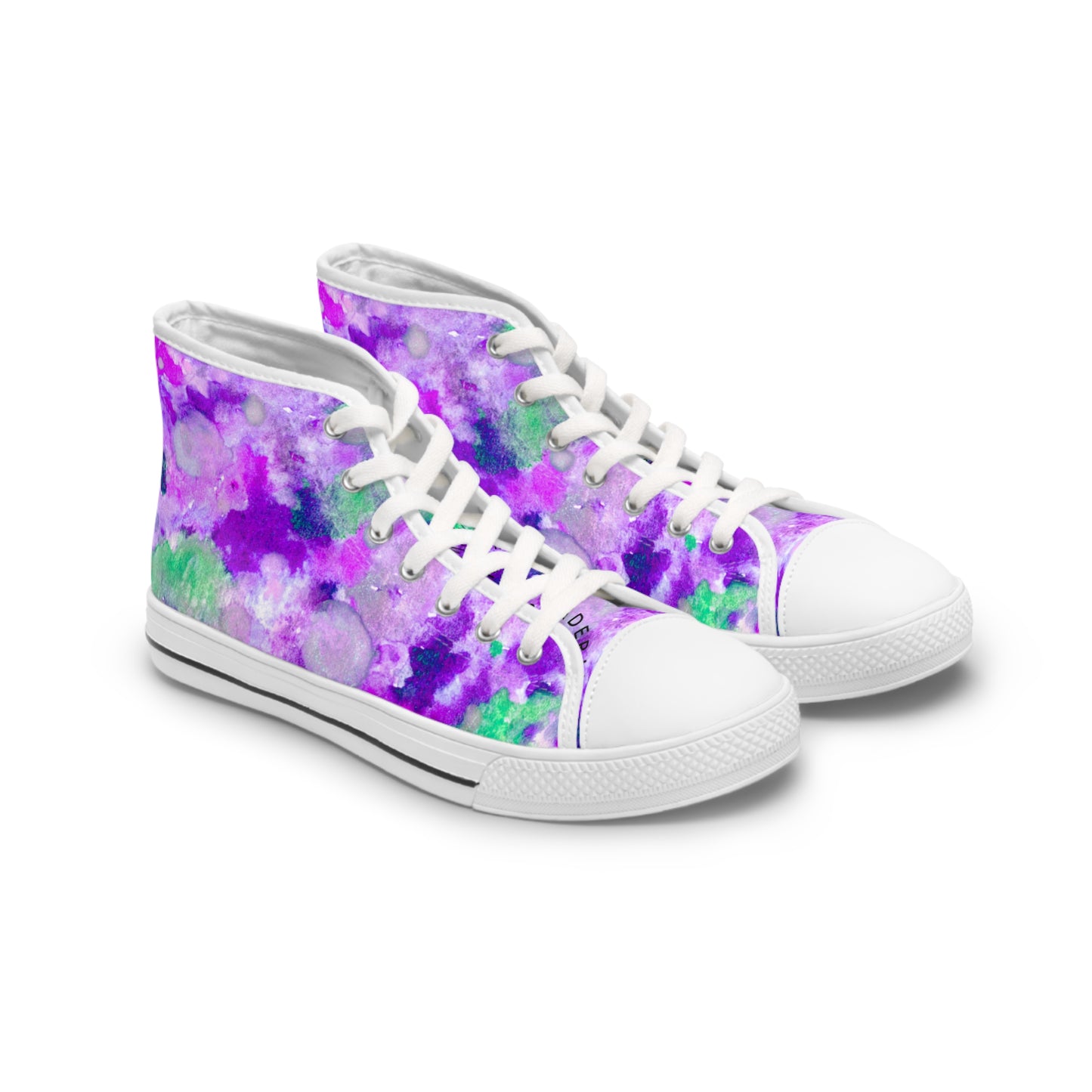Women's High Top Sneakers — Purple Watercolor Floral Pattern Athletic Fashion Shoes