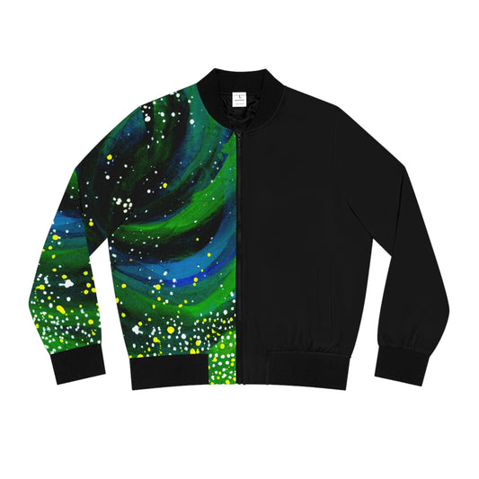 Galaxy Swirl Bomber Jacket — Women's Cosmic Night AOP