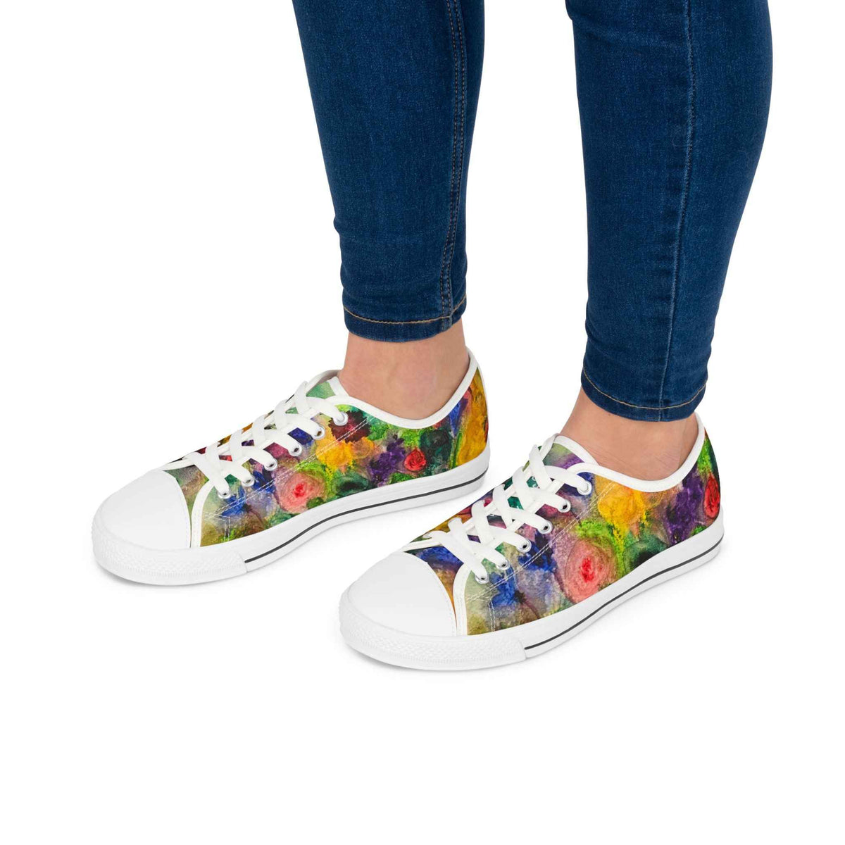 Floral Watercolor Women's Low Top Sneakers