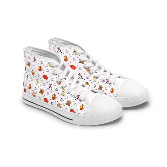 Women's High Top Sneakers — Cute Autumn Animal Cow Pattern Casual Shoes