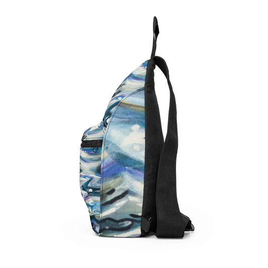 Ocean Wave Sling Bag — Blue Abstract Water Print Crossbody