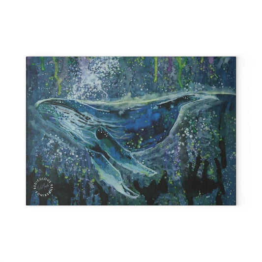 Whale Ocean Glass Cutting Board – Artistic Humpback Sea Life Kitchen Board