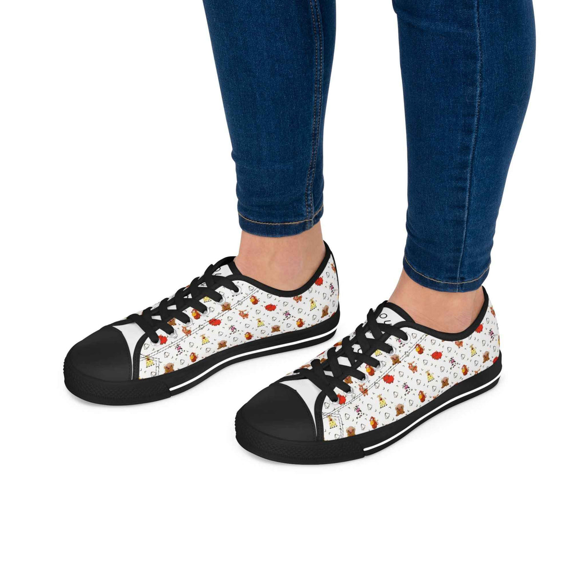 Cute Cow Bell Printed Women's Classic Low Top Sneaker Shoes