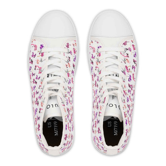 High Top Sneakers — White Pink & Purple Flamingo Pattern (Women’s)