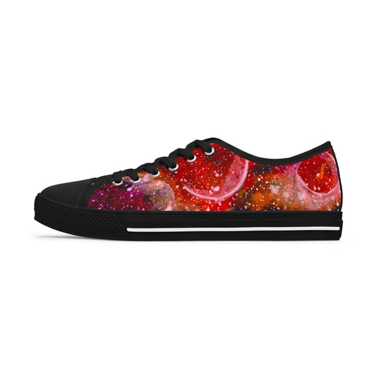 Low Top Sneakers — Red Cosmic Planet Print Women’s Sneakers