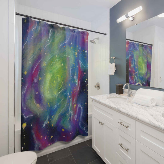 Rainbow Vortex Galaxy Shower Curtains