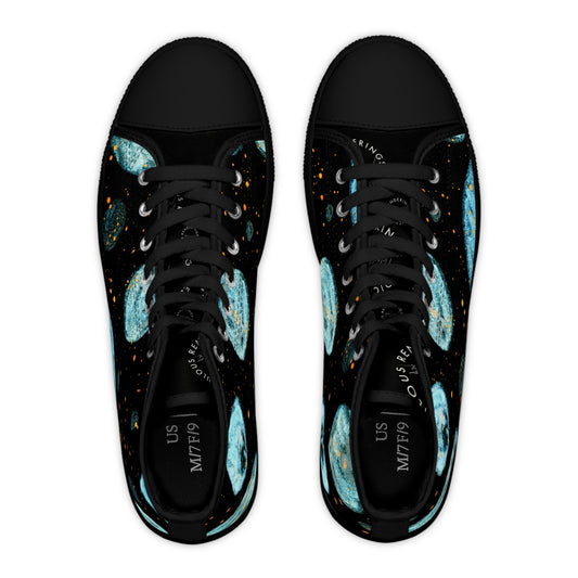Moon Phase High Top Sneakers — Women's Celestial Galaxy Shoes