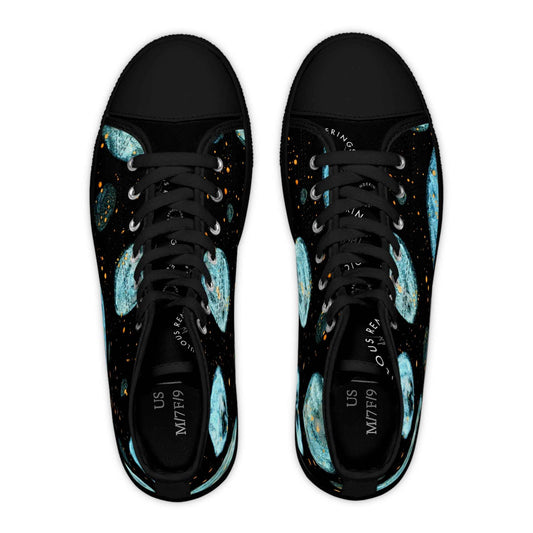 Moon Phase High Top Sneakers — Women's Celestial Galaxy Shoes