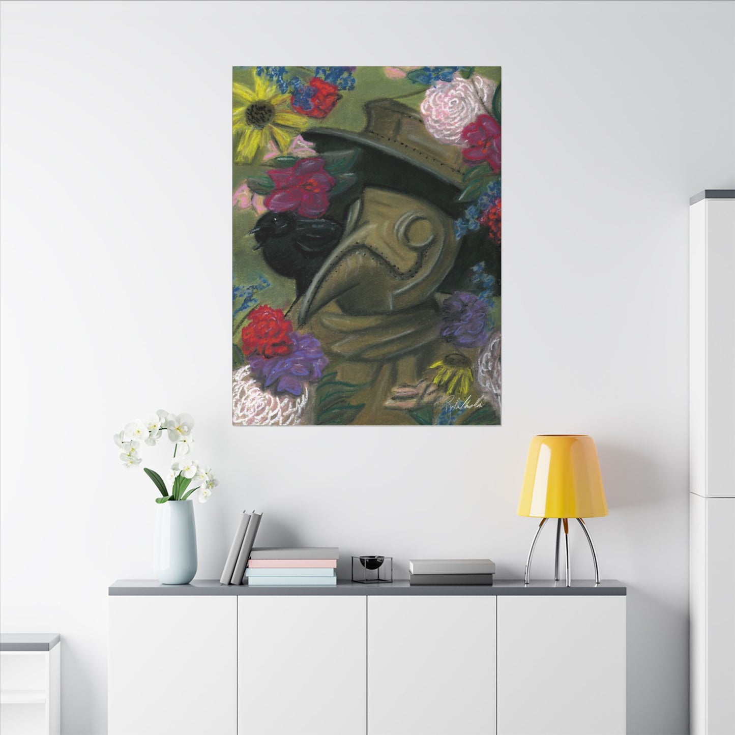 Plague Doctor and Raven Canvas Gallery Wrap