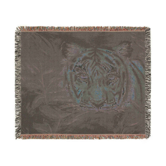 Tiger Woven Blanket — Jungle Tiger Throw with Fringe