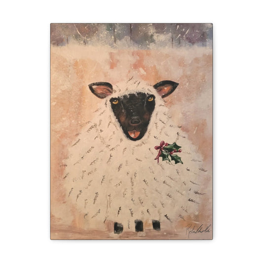 Black Christmas Sheep Canvas Gallery Wrap