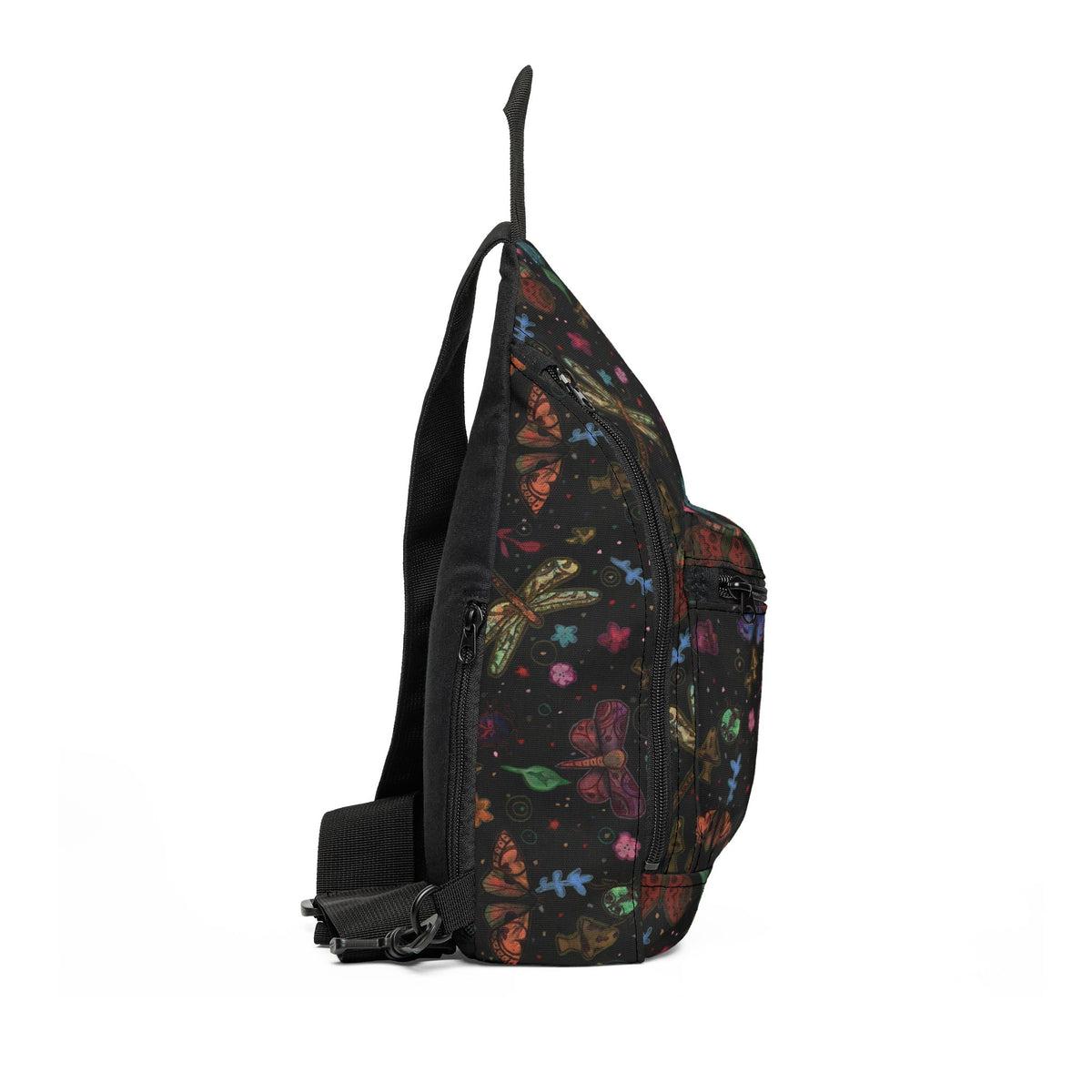 Dark Bug amd Butterfly Garden Sling Bag - Floral Nature Crossbody Bag