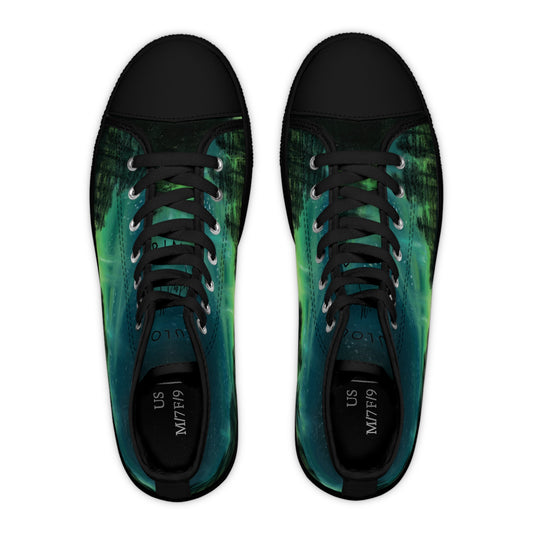 High Top Sneakers — Northern Lights Aurora Forest Print