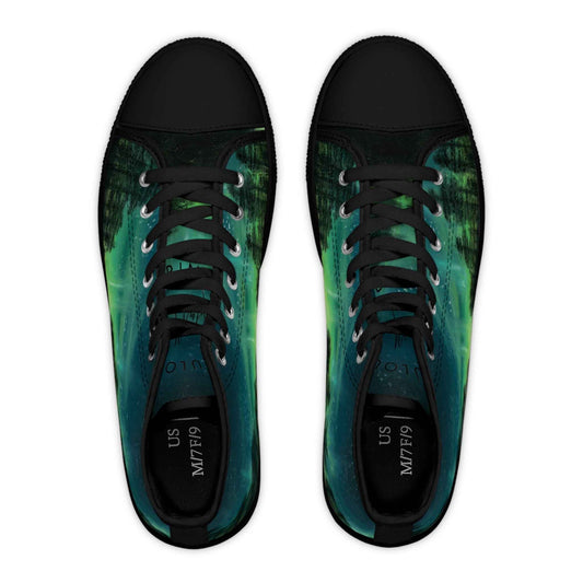 High Top Sneakers — Northern Lights Aurora Forest Print