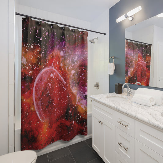 Orange Moons Galaxy Shower Curtain for Home Bathroom with Durable One-Sided Print and Waterproof Polyester Material
