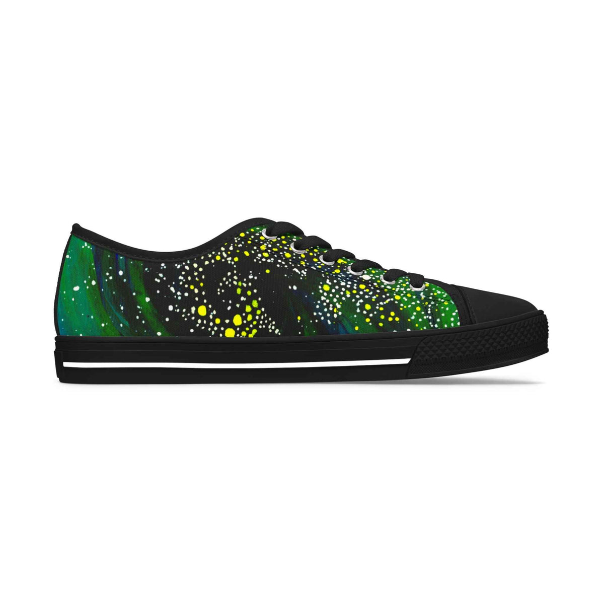 Women's Low Top Sneakers — Green Galaxy Print