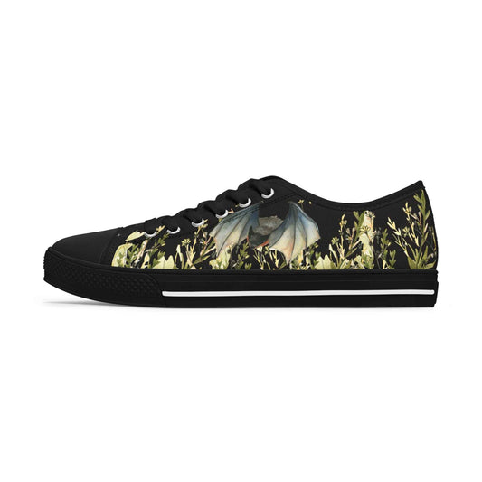 Women's Low Top Sneakers — Botanical Bat Night Floral Print