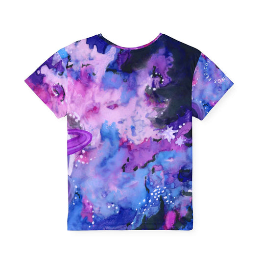 Kids Galaxy Sports Jersey — Purple Nebula Planet All-Over Print