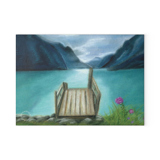 Glass Cutting Board — Serene Lake Dock Scenic Kitchen Glass Chopping Board