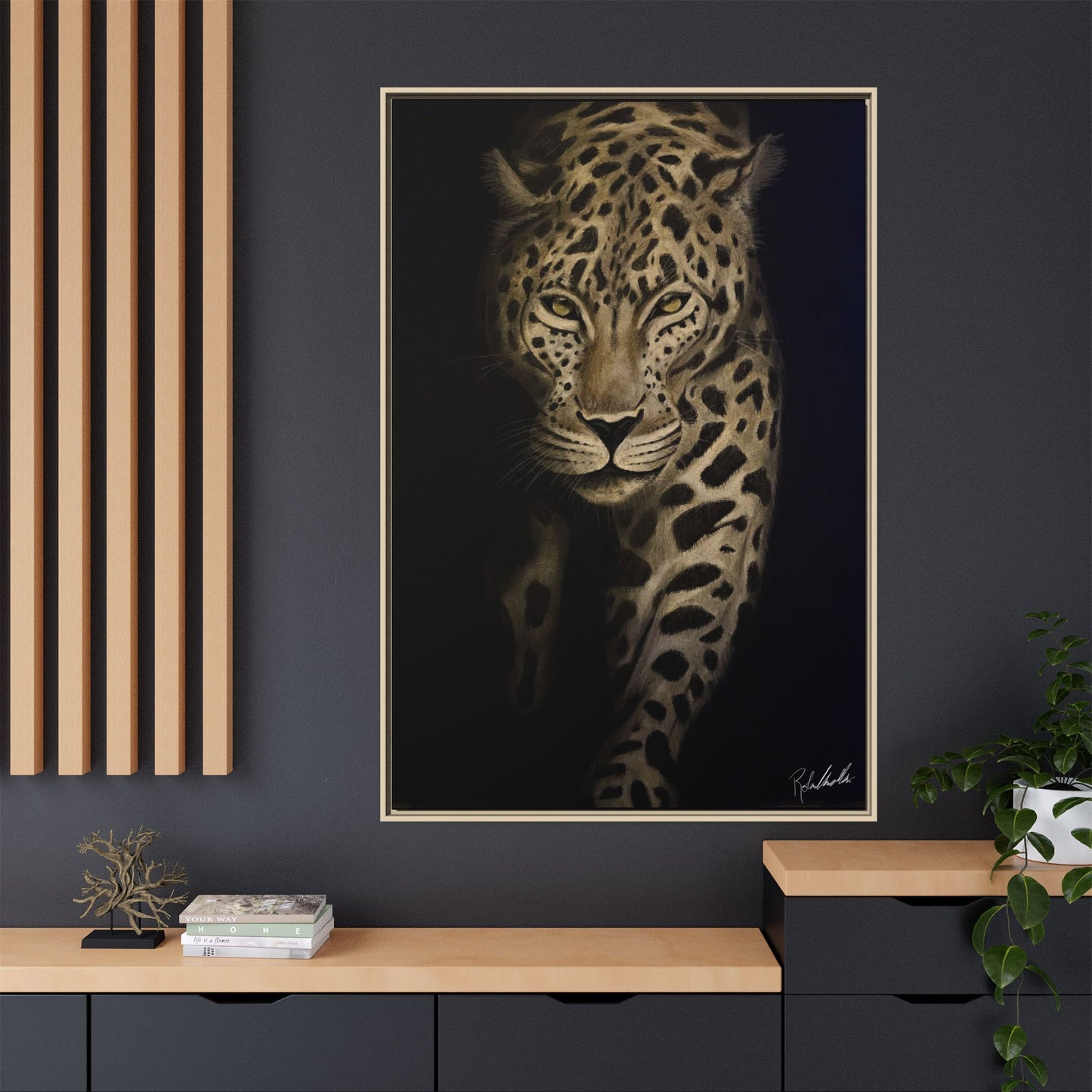 Leopard at Night Framed Wall Art