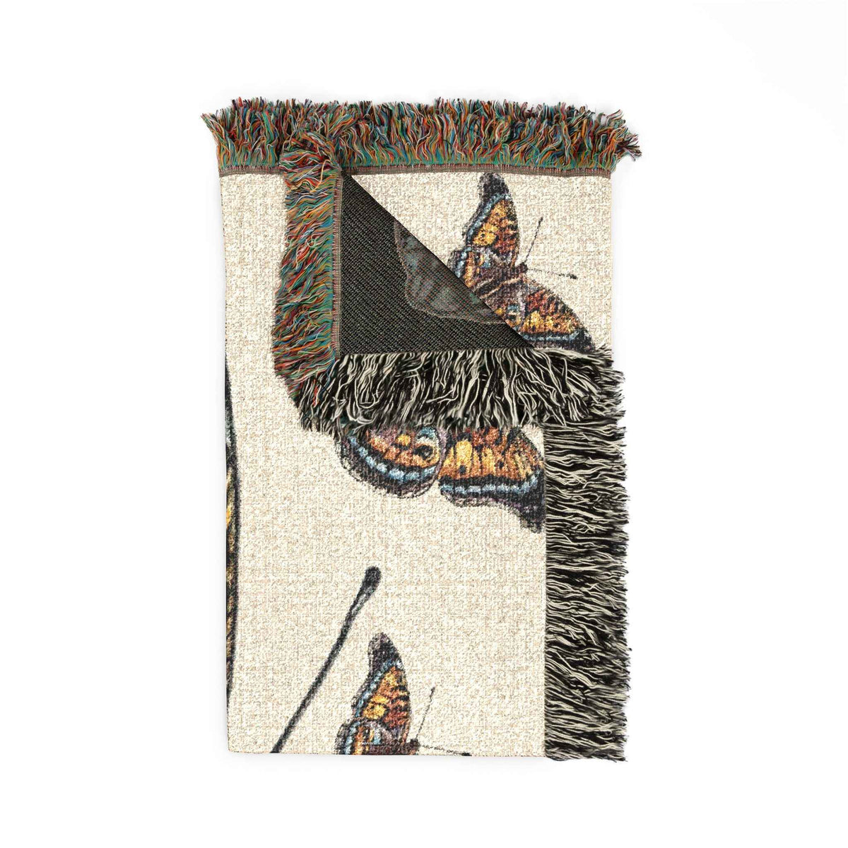 Butterfly Woven Blanket – Boho Tapestry Throw for Cozy Living, Neutral & Dark Reversible Design