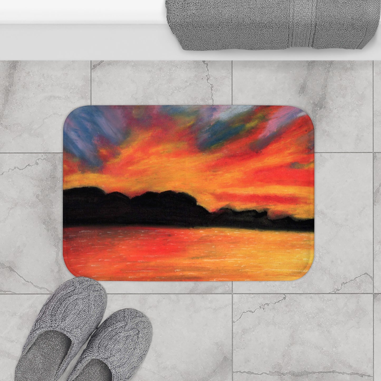 Sunset Over Lake Bath Mat
