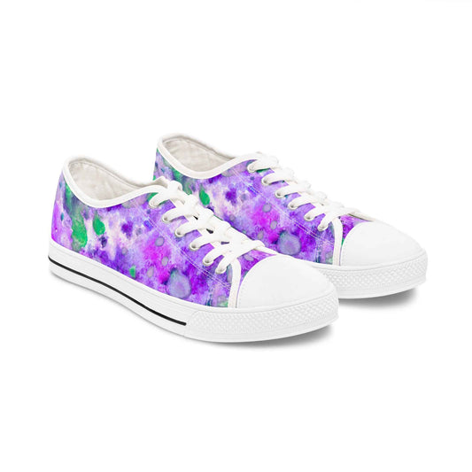 Purple Tie-Dye Low Top Sneakers — Women's Casual Canvas Shoes