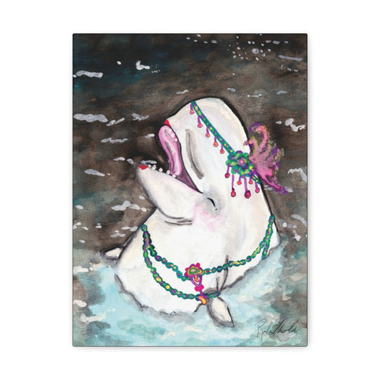 Flappers Beluga Whale Canvas Gallery Wrap