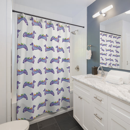 Watercolor Weiner Dog Shower Curtain