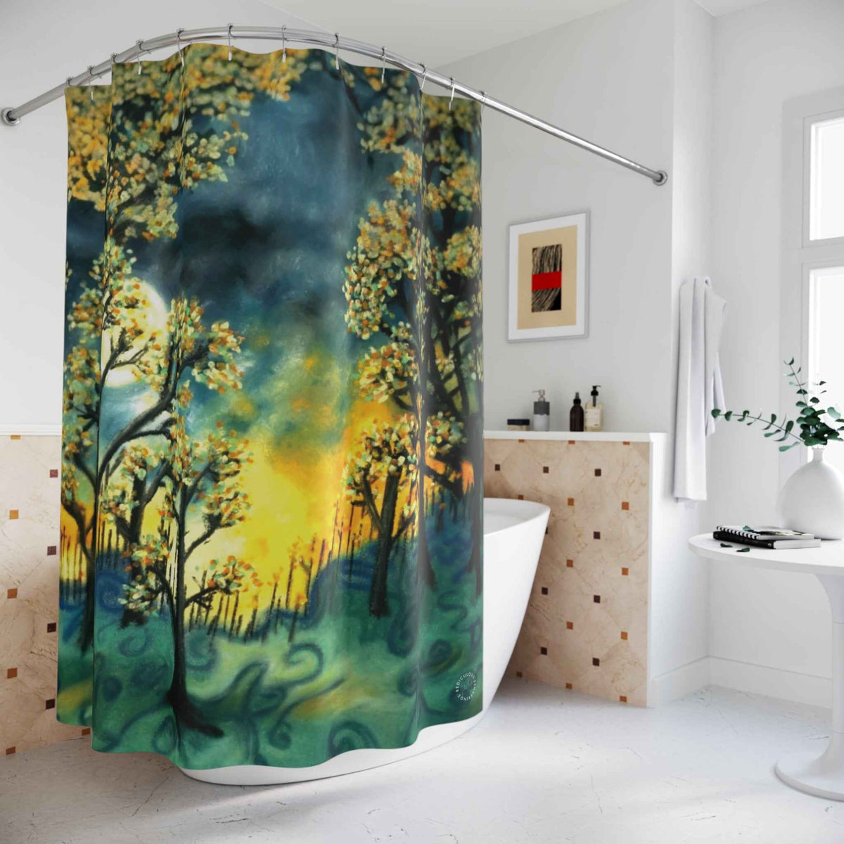 Fire Sun Trees Shower Curtain