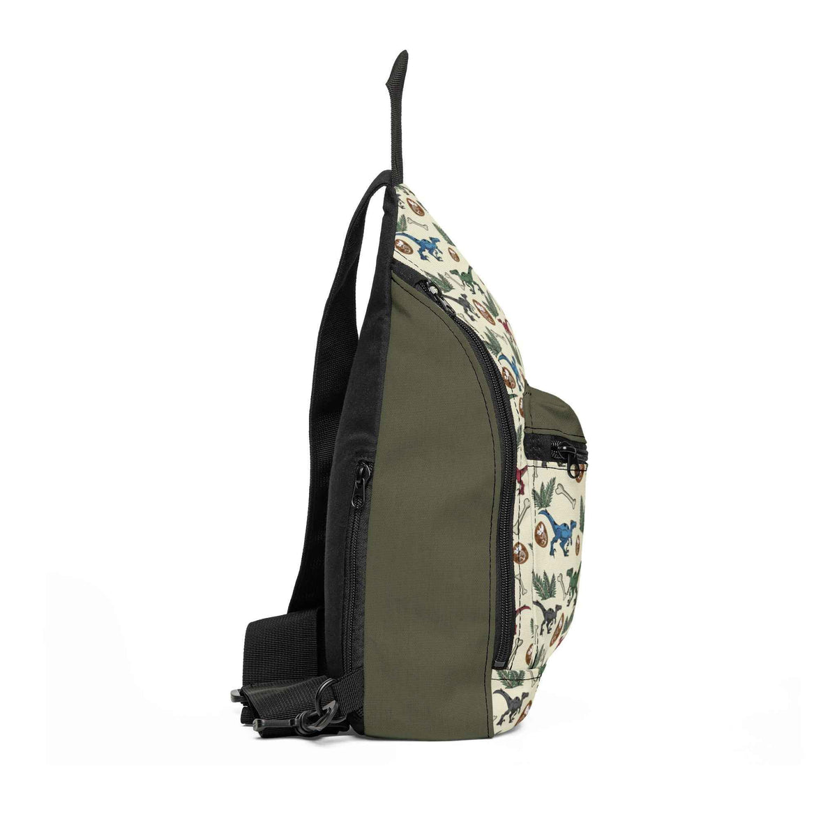 Floral Vintage Dinosaur Sling Bag – Botanical Pattern Crossbody Bag