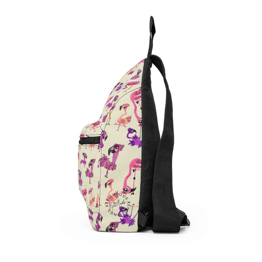 Flamingo Pattern Sling Bag – Cute Pink Tropical Crossbody for Kids & Adults