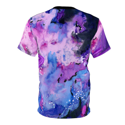 Galaxy Watercolor Tee — Purple Space Planet All-Over Print
